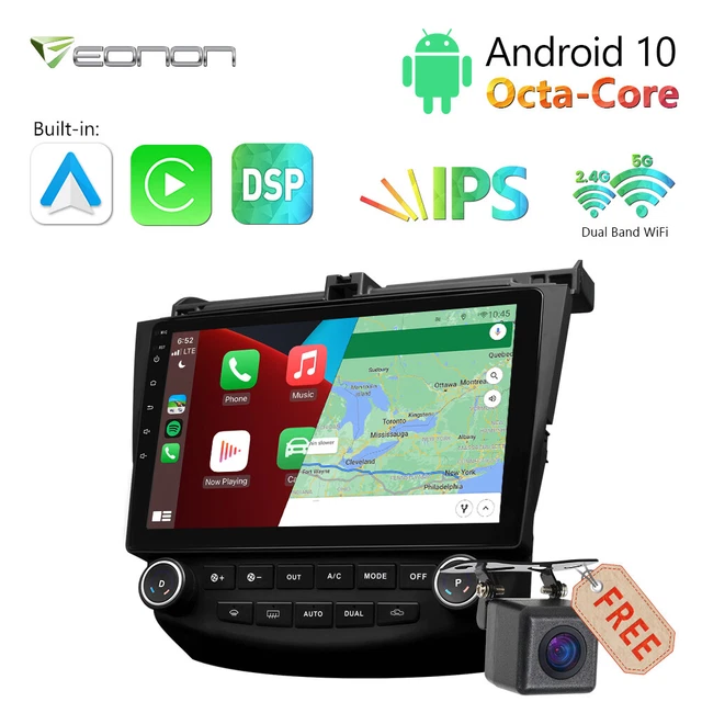 CAM+10.1" IPS Android 8-Core Car Stereo GPS Radio CarPlay WiFi Honda Accord 2004