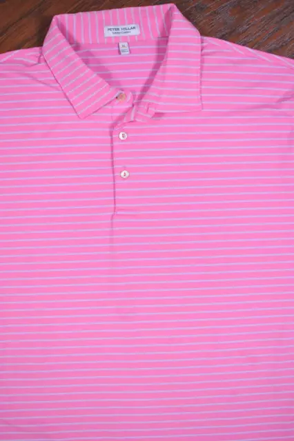 Peter Millar Summer Comfort Performance Polo Shirt Pink Stripe Men's XL