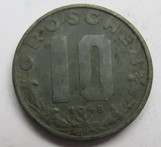 1948 Austria 10 Groschen Coin 2