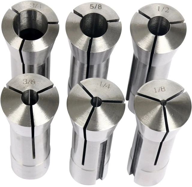 6Pcs Precision R8 Collets 1/8"-3/4" Mill Chuck Holder for Bridgeport .0006