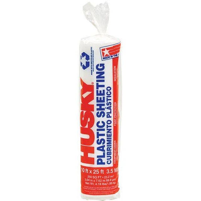 Husky 3.5 Mil Clear Polyethylene Sheeting, 10 Foot by 25 Foot