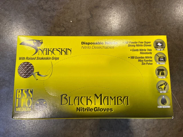 Black Mamba BSS-110 Disposable Nitrile Gloves, Size Medium- 100 Count
