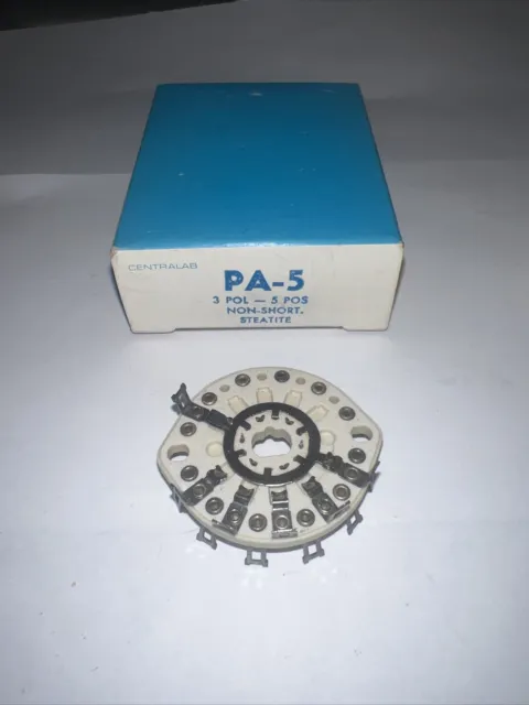 Centralab PA-5 non shorting Steatite 3 Pol  5 Pos  rotary switch New in Box.