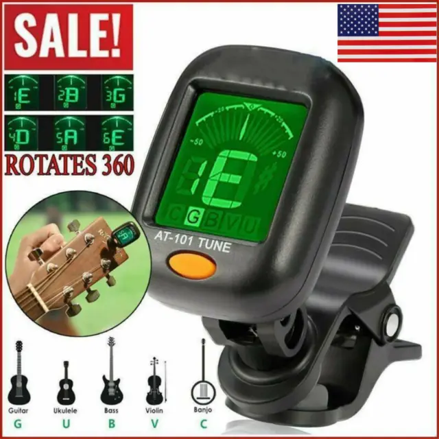 LCD Clip-on Chromatic Acoustic Electric Guitar Bass Ukulele Banjo Violin Tuner