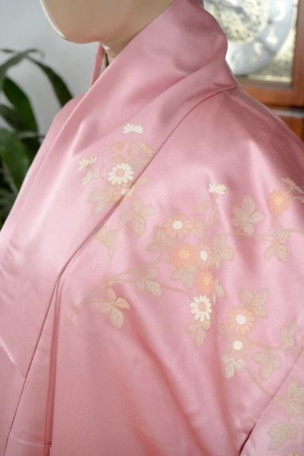 Dear Vanilla Japanese Silk Kimono Women's Robe Gown Authentic Japan Vintage Mint 4