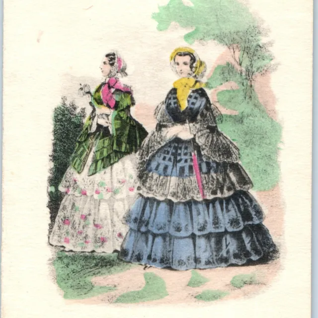 c1900s Godey's Fashions 1854 Happy Birthday Folding Greeting Card Trade Card C31