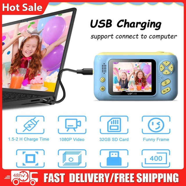 2.4 Inch HD Screen Mini Kids Camera Charging Digital Camera with 32G Memory Card
