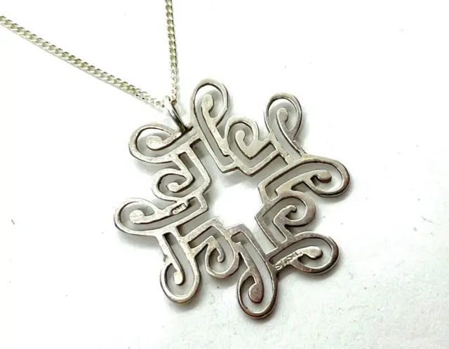 Vintage OMG OLA M GORIE Sterling Silver Celtic Design Pendant Necklace
