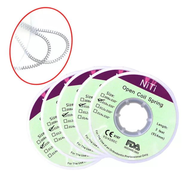 5 Rolls Dental Orthodontic Niti Open Coil Spool Springs 3 Feet Dia.010*.030″