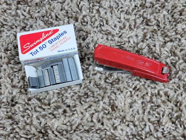 SWINGLINE! - Vintage Tot 50 Red Mini Stapler+staples