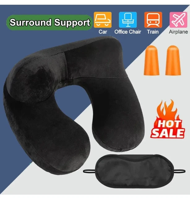 Inflatable Travel Pillow Set for Airplane - Inflatable Neck Pillow for Airplane