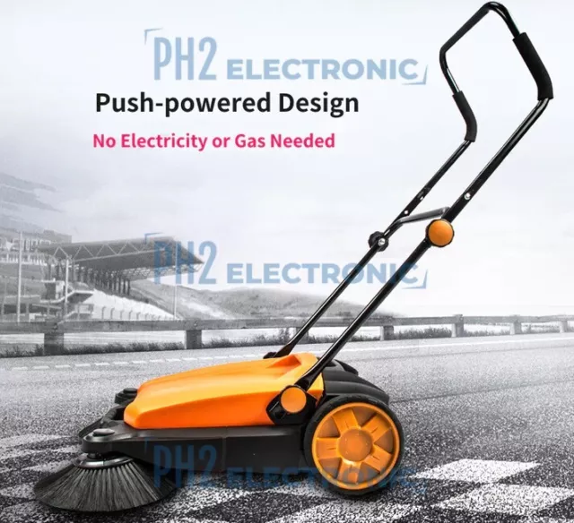 SM650 27.5" Manual Push Powered Floor Sweeper, Triple Brushes,Indoor and Outdoor