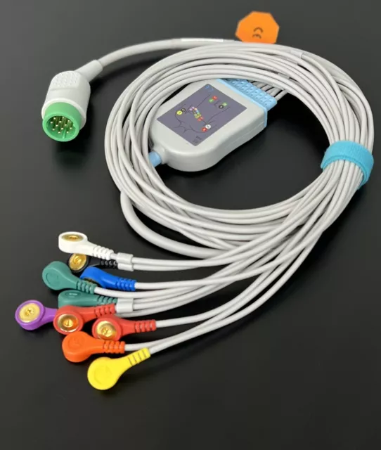 Physio Control Lifepak 12/15/20 ECG EKG Cable 10 Leads Snap - Same Day Shipping