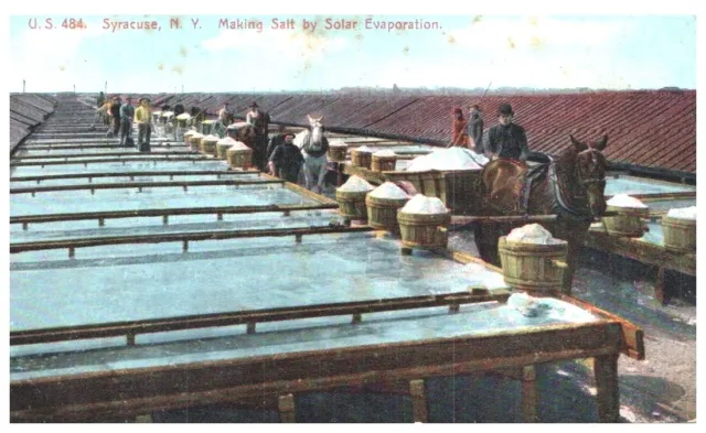 Making Salt By Solar Evaporation,Syracuse,Ny.vtg Early Postcard*D10