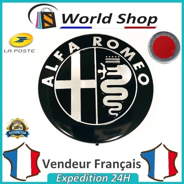 Levier De Vitesse Lot De 2 Emblèmes Pour Alfa Romeo Noir Logo 74 Mm Capot Avant Arrière Emblème Black 147 156 159 Brera Mito Métal [349] - Auto Accessoires Alfa Romeo