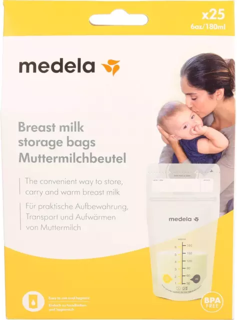 Medela Set of 180 ml Breast Milk Storage Bags - Pack of 25 BPA-free breast milk