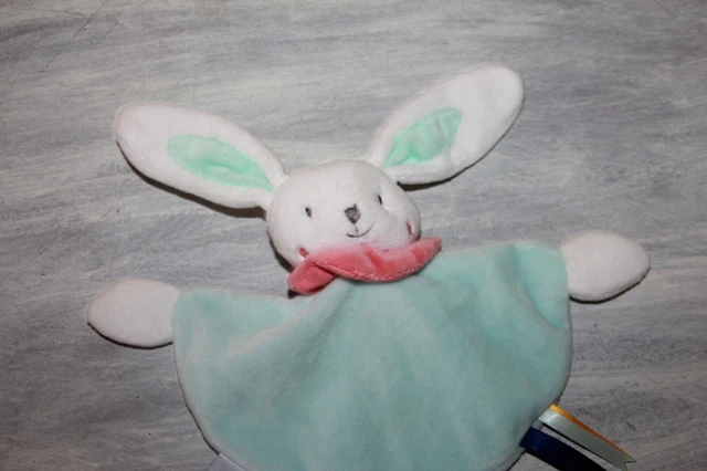 DOUDOU et COMPAGNIE LAPIN MAILOU PLAT BLEU BLANC ROSE NEUF 3