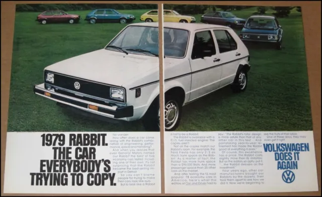 1979 Volkswagen Rabbit 2-Page Print Ad 1978 Car Advertisement Viceroy Cigarettes