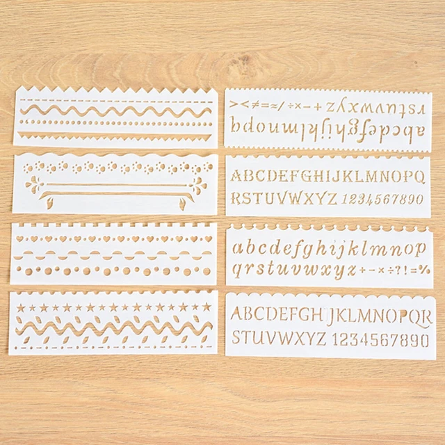 Set 3 Stencil Per Planner In PVC | Modelli Per Scrapbooking E Journaling, 13,2x5,8 Cm, Riutilizzabili