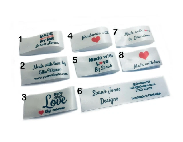 Personalised  Bridal Handmade with love sew stitch in craft hobby labels