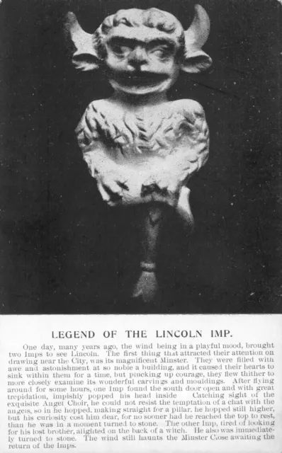 Legend of the Lincoln Imp Vintage Postcard Lincoln Cathedral