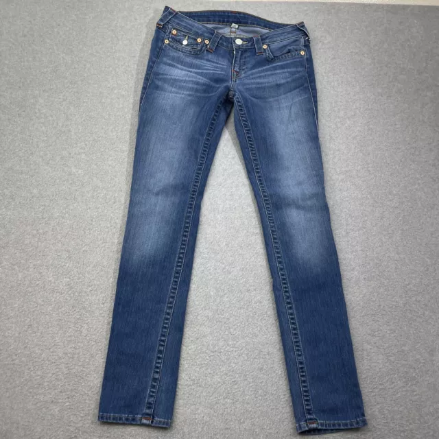 True Religion Jeans Size 30x33 Skinny Flap Pockets Basic Distressed Stretch