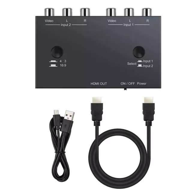 2Port AV To HDMI Converter 2 In 1 Out 2RCA To HDMI Adapter 2AV To HDMI Converter