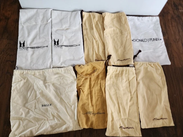 Lote de nueve fundas/bolsas contra polvo. Donald Pliner. Mezlam. Santoni. Bally