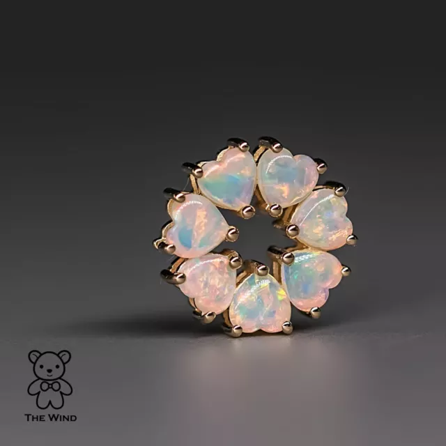 Éternité Coeur Australien Cristal Opale Cercle Collier Pendentif 14K or Jaune
