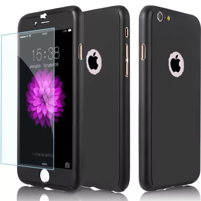 Iphone 6 7 7Plus 5 5Se Hybrid 360° Hard Ultra Thin Case+Tempered Glass Cover