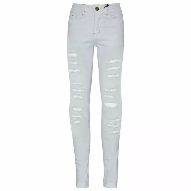 Kids Girls Skinny Jeans White Denim Ripped Fashion Stretchy Pants Jeggings 3-14