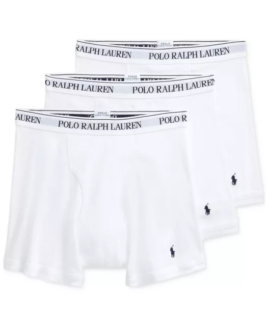 Polo Ralph Lauren Men's 3 Pack Classic White Cotton Boxer Briefs $45