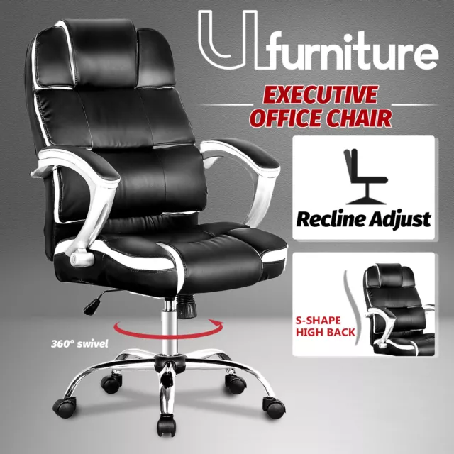 Office Chair Ergonomic Gaming Chair High Back Executive PU Leather Recliner Seat