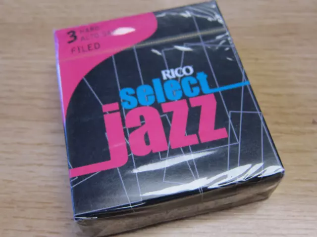 Rico Select Jazz Alto Saxophone Reeds  - 3 Hard  -  Box of 10 Reeds