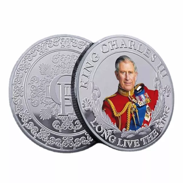 King Charles III Commemorative Colour Coin British Royal Coronation Silver platd