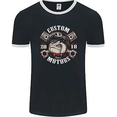Bulldog Custom Motorcycle Motorbike Biker Mens Ringer T-Shirt FotL