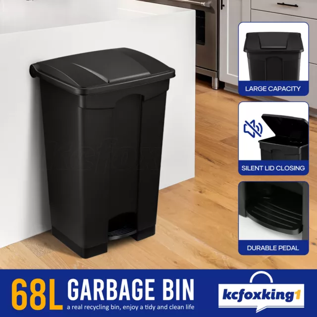 68L Rubbish Bin Garbage Recycle Kitchen Waste Trash Compost Can Pedal Dustbin