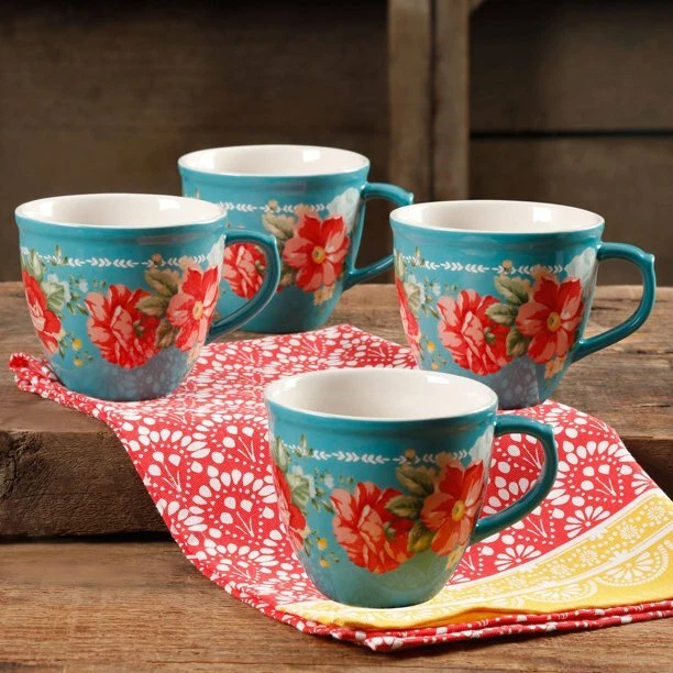 The Pioneer Woman Vintage Floral 4-Piece Mug Set, 16 fl oz