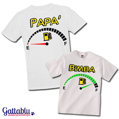 T-shirt papà e bimba benzina loading, idea regalo festa del papà, padre figlia