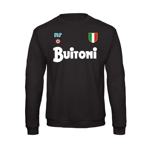Felpa Cult nera NAPOLI anni 80 scudetto coppa MARADONA 10 Buitoni calcio 1987
