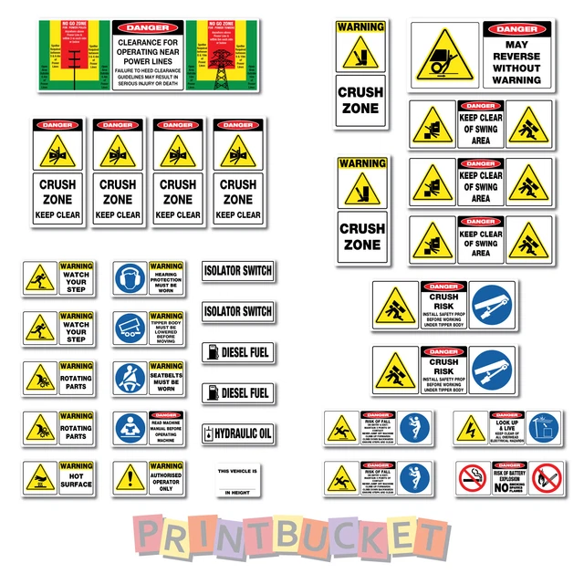 TRUCK WITH MOUNTED Crane risk assessment safety sticker kit hiab