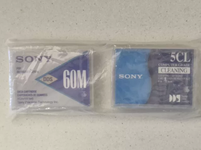 NOS Factory Sealed Sony DG-5CL Computer Grade Cleaning Tape Cartridge & DDS 60M