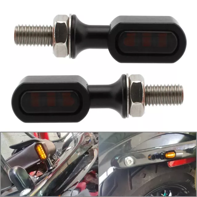 Mini LED Rear Turn Signal Run Indicator Light Lamp For Harley Black Smoke Lens