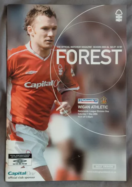 NOTTINGHAM FOREST v WIGAN ATHLETIC Programme : 01.05.2004