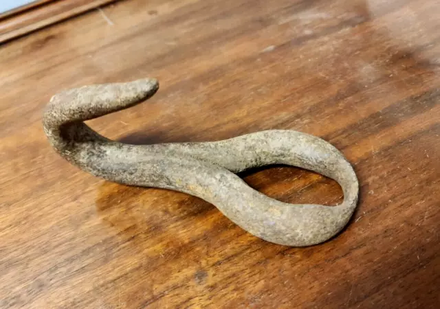 Antique/Vintage Hand Forged 5 1/2"  Iron HOOK Industrial, Farm, Nautical