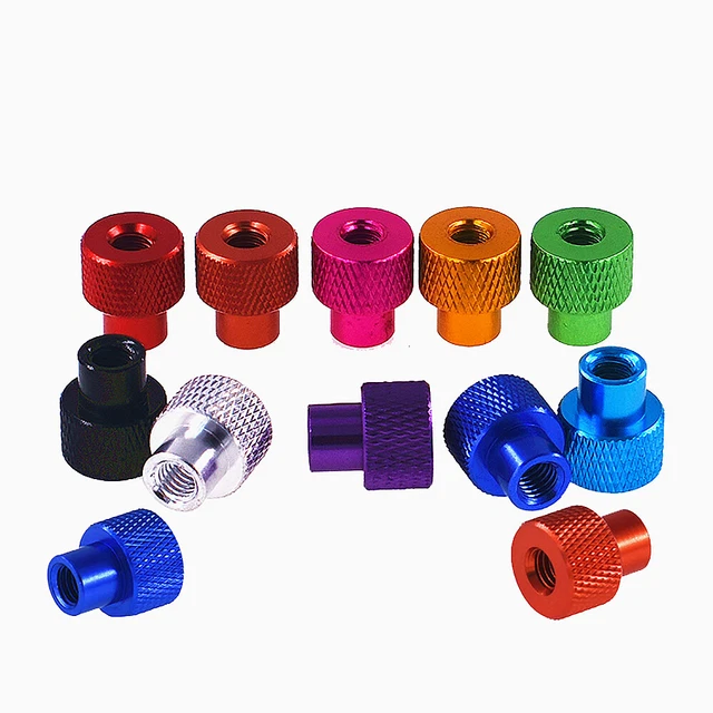 Maniglie dado pollice zigrinato M2 M2.5 lega di alluminio colorato dado testa Ø8 mm