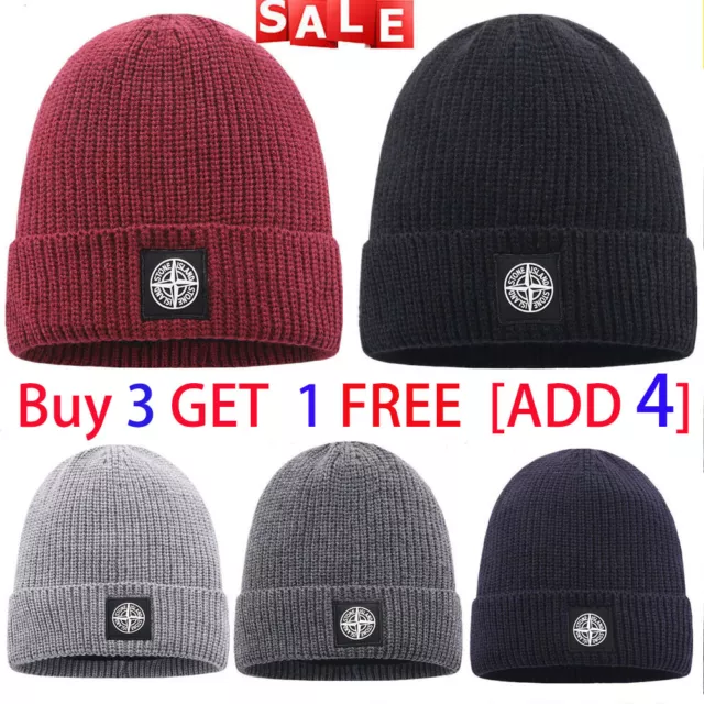 2024 Stone Island Warm Cuffed Cap Knit Stretch Beanie Winter Hat Men Women Gifts