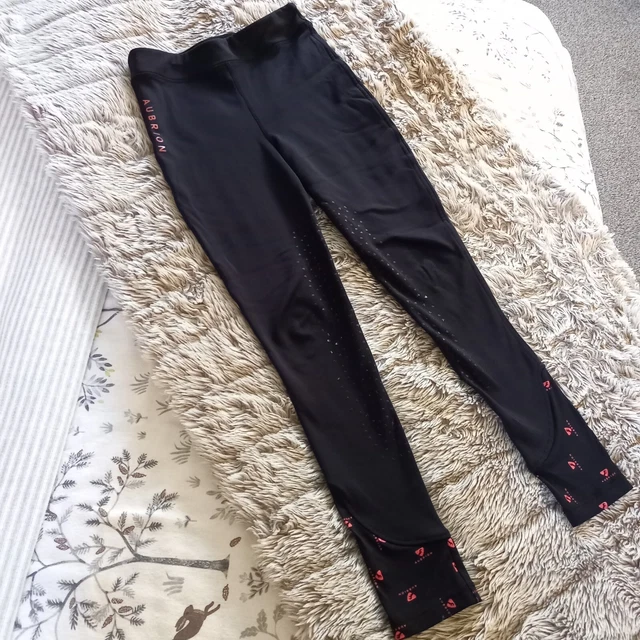 Aubrion Riding Tights. Black Sticky Legged. Equestrian 9 - 10 Years.
