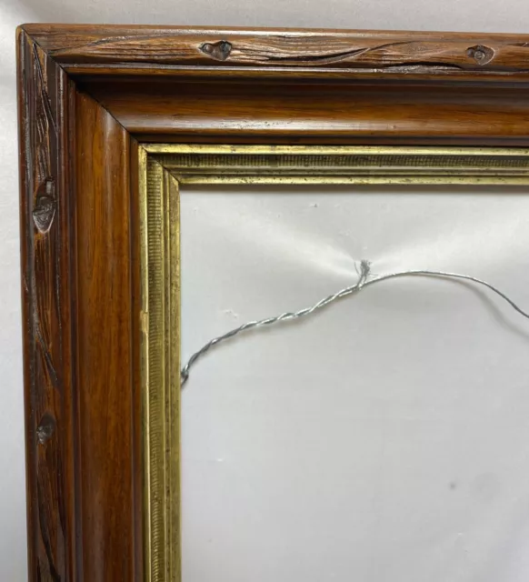 Antique Eastlake Style Walnut Carved Wood Lemon Gilt Deep Well Frame Fits 18"x14