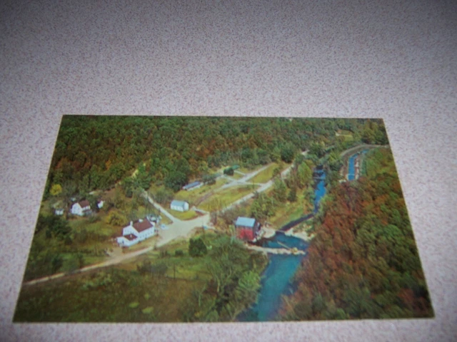 1960s AERIAL-VIEW, RAINBOW TROUT RANCH, ROCKBRIDGE MO. VTG POSTCARD